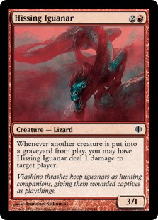 4x MTG: Hissing Iguanar Red Common Shards of Alara Magic Card SOA 