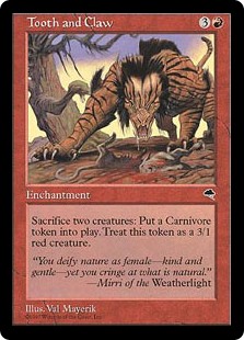 Magic the Gathering x4 Tooth and Claw Tempest Red Rare Enchantment NM 